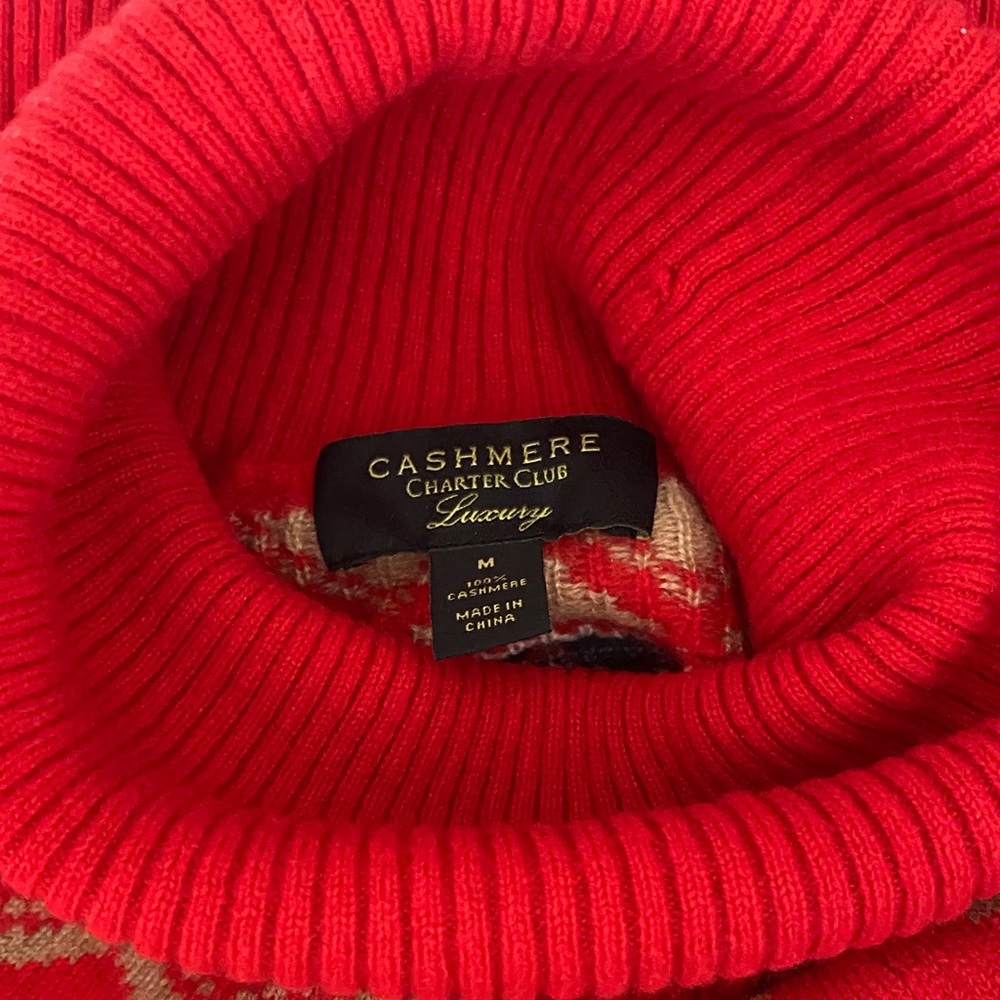Charter Club Women's Vibrant Red Cashmere Turtleneck Sweater
